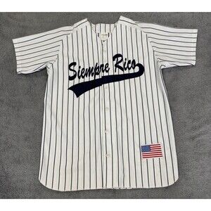 Vintage Athletic Knit SIEMPRE RICO DECHAMP Pinstripes Baseball Jersey Men Size L